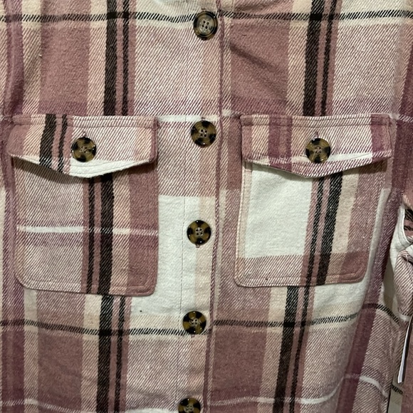 One 5 One flannel pink plaid jacket size medium NWT - Picture 3 of 11